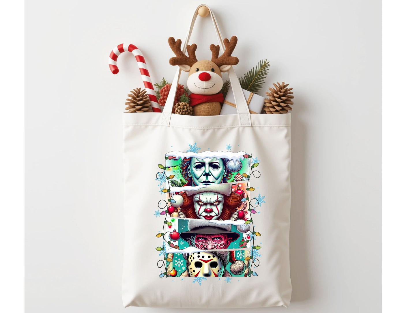 Christmas Horror Friends Tote Bag