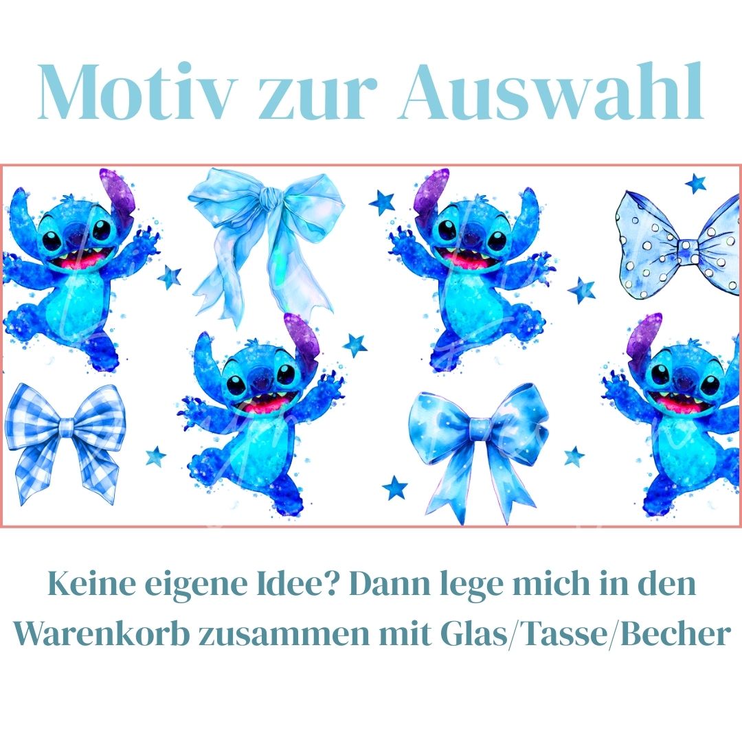 Blaues Alien Schleifen Motiv