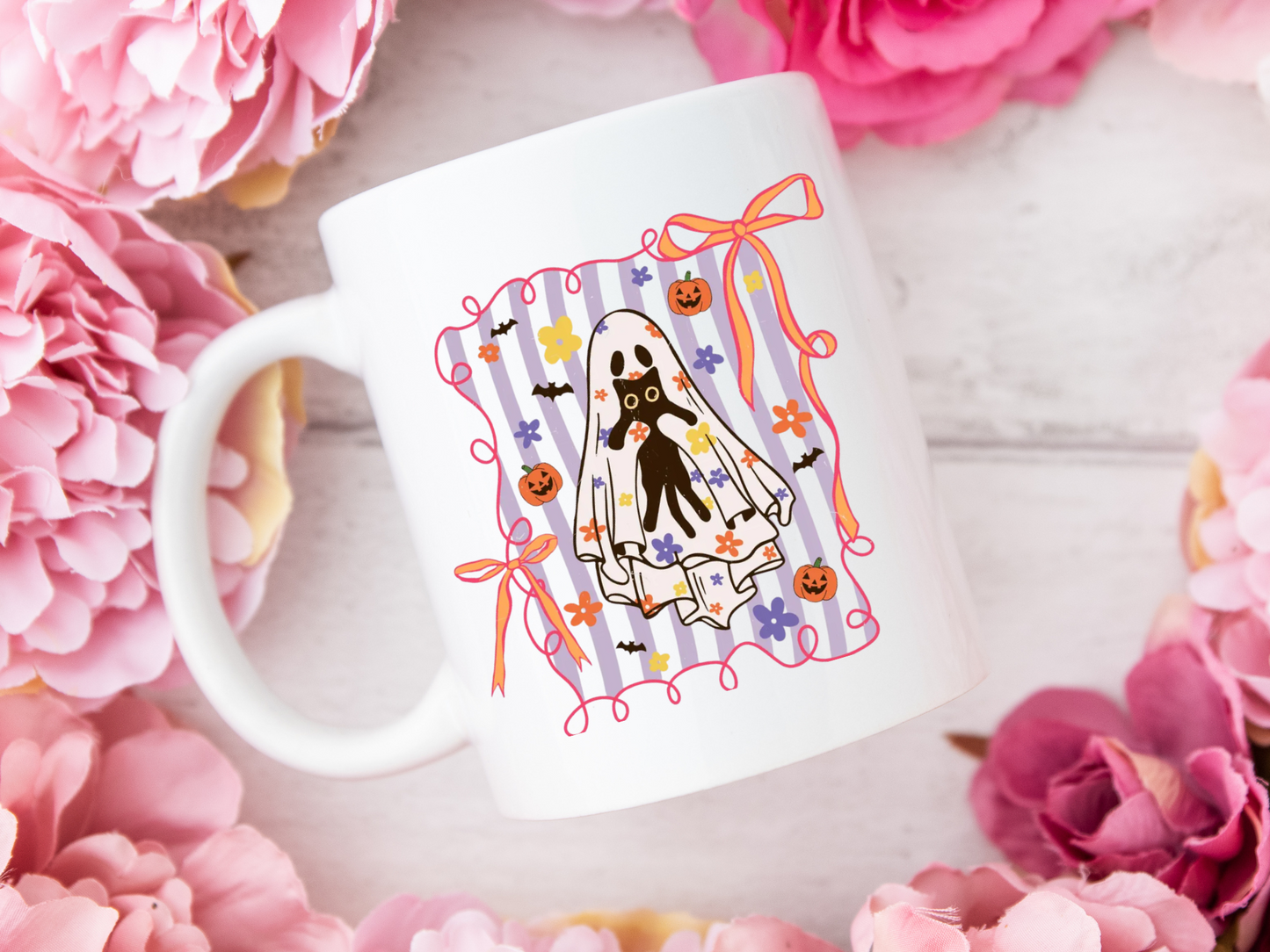 Ghosty and Cat Retro Tasse