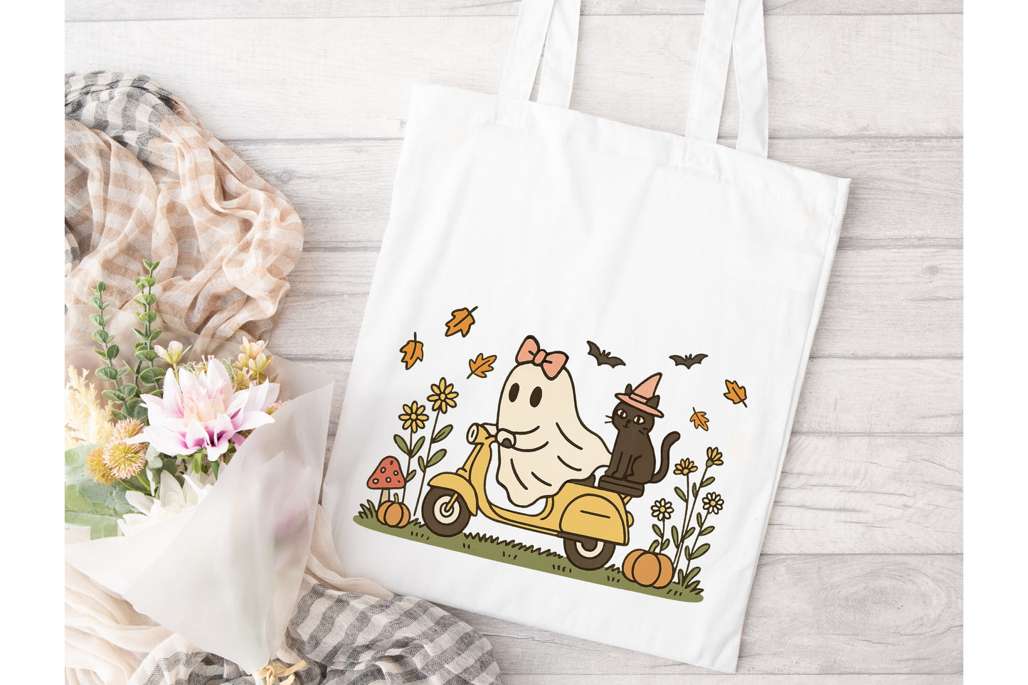 Ghosty & Kitty Roller Tote Bag