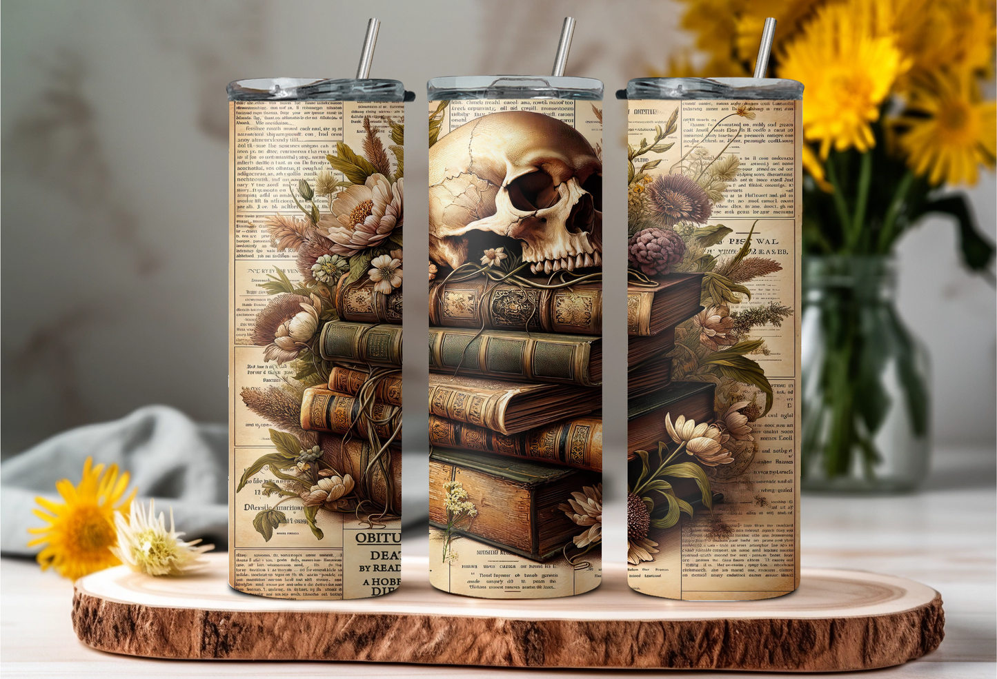 Book Skull Tumbler