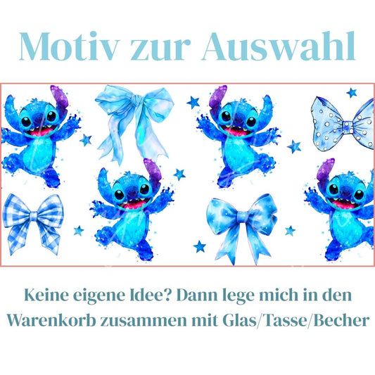 Blaues Alien Schleifen Motiv