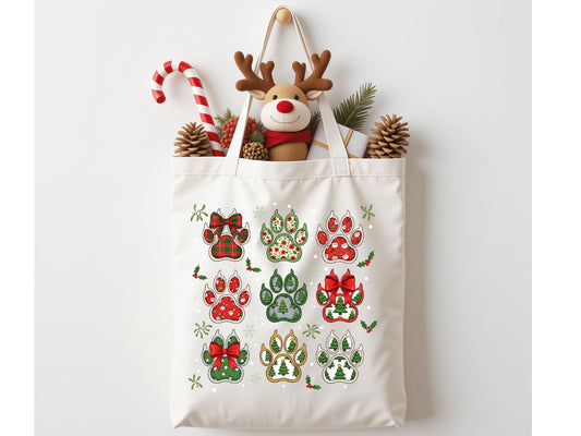 Christmas Paws Tote Bag