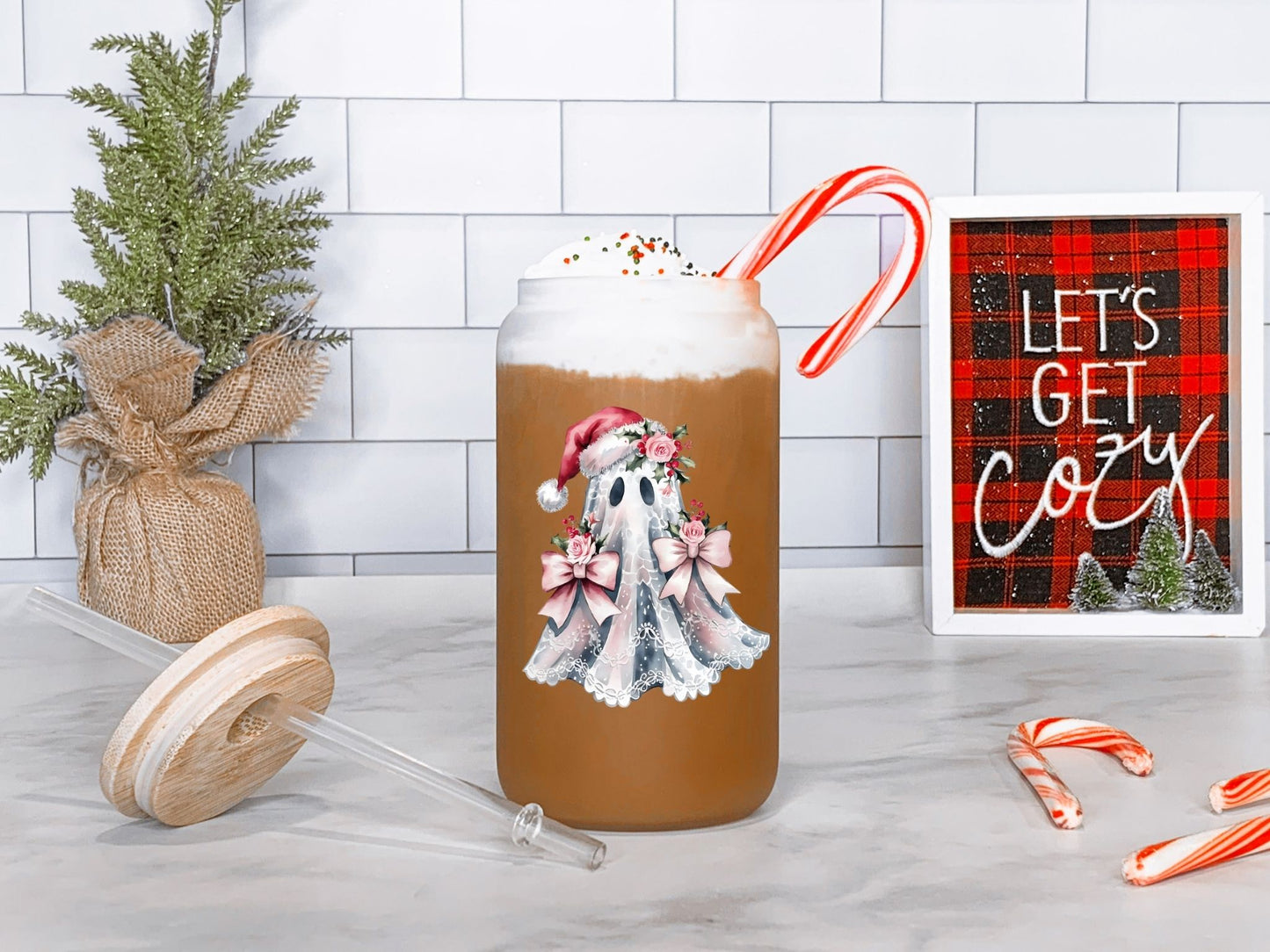 Christmas Boho Ghosty Glas