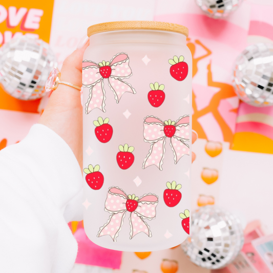 Strawberry Bow Glas
