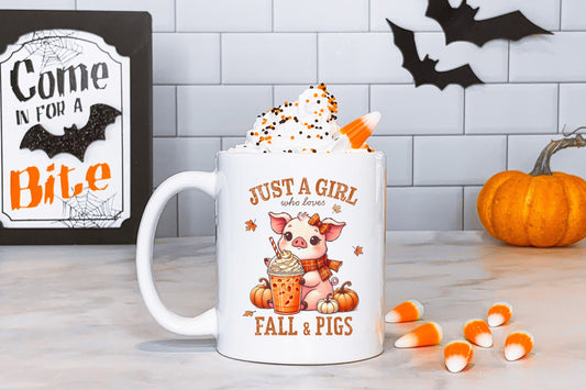 Just a Girl who loves Fall & Pigs Tasse