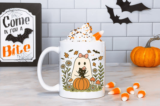 Ghosty & Kitty with Pumpkin Tasse