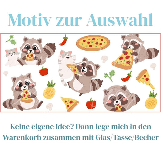 Pizza Waschbären Motiv