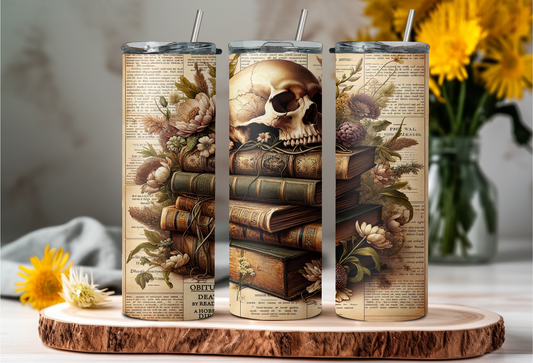Book Skull Tumbler