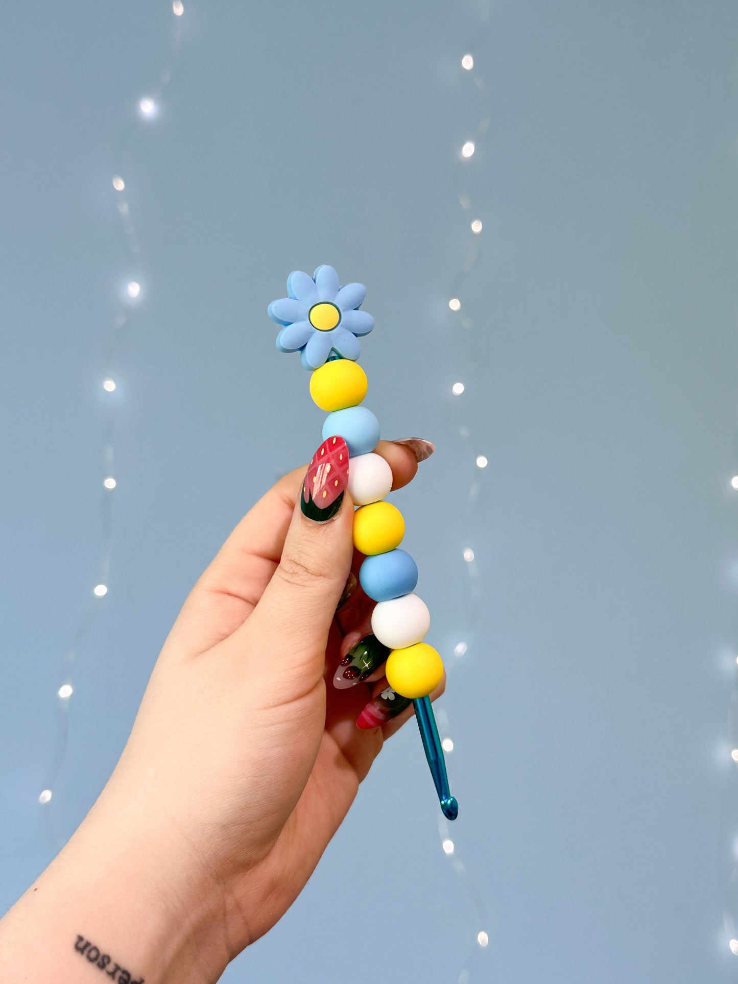 Häkelnadel 5mm Blume Blau
