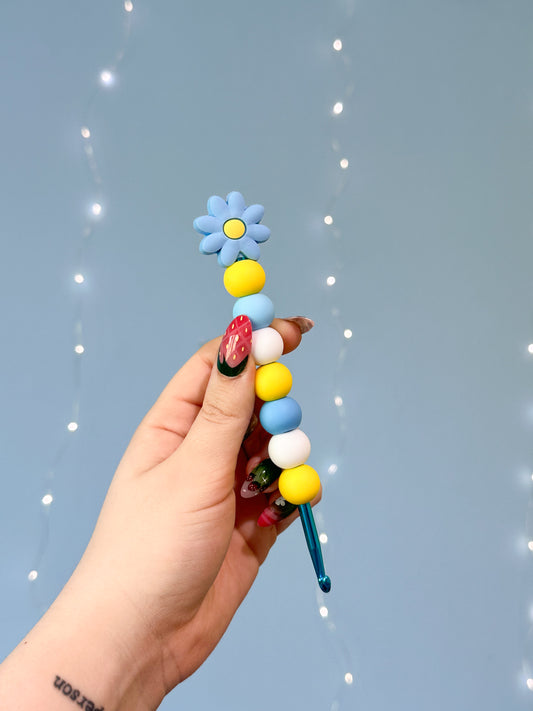 Häkelnadel 5mm Blume Blau